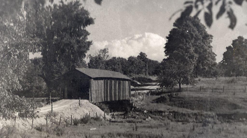 Old photo of wood bridge at Gould, Ohio.